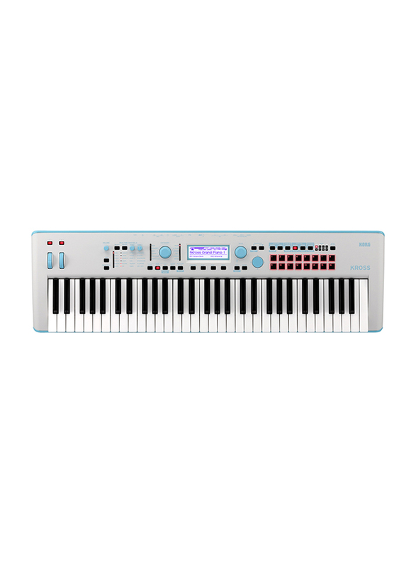 Korg Kross 2 Limited Edition Synthesizer Workstation Keyboard, 61 Keys, Grey/Blue