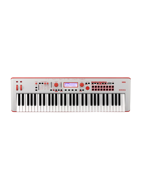 Korg Kross 2 Limited Edition Synthesizer Workstation Keyboard, 61 Keys, Grey/Red