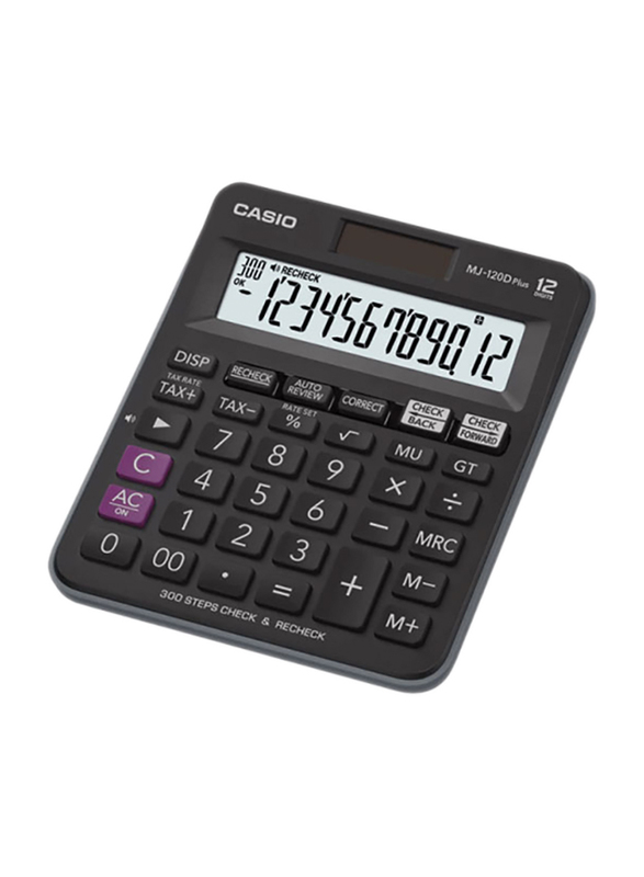 Casio 12-Digit MJ-120D Plus Desktop Basic Calculator, Black
