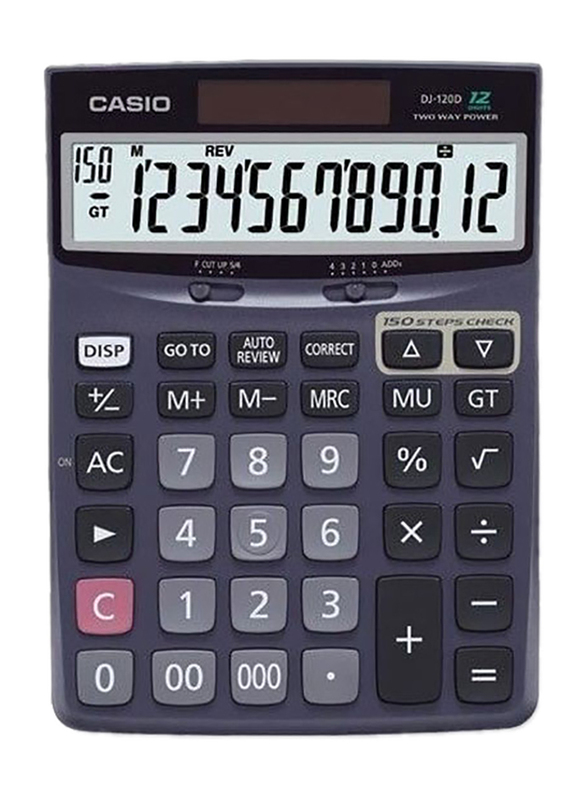 Casio 12-Digit DJ-120D Plus Check Basic Calculator, Blue/Black