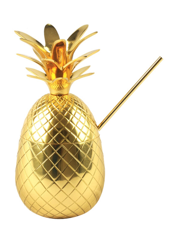 

BarPros 24oz Pineapple with Straw, Gold