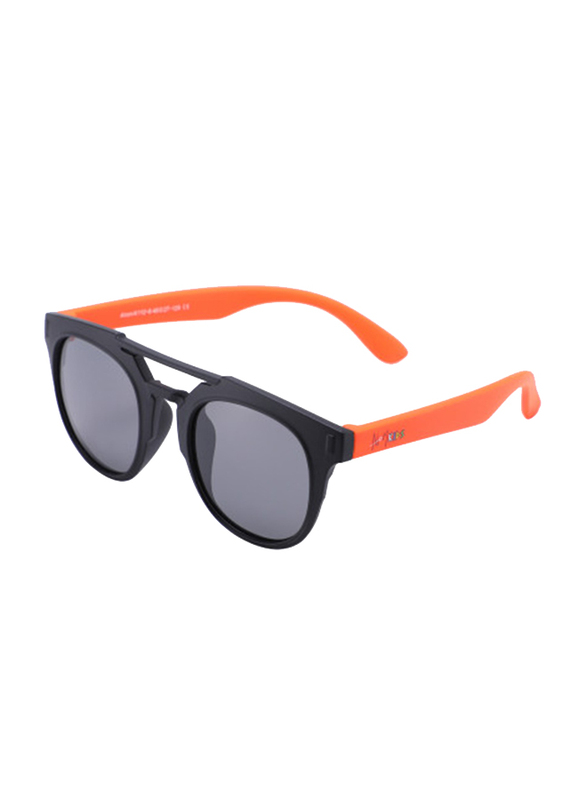 Atom Kids Polarized Full Rim Round Sunglasses for Boys, Grey Lens, K112-8, 3-10 Years, Black/Orange
