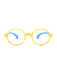 اتوم نظارة شمسية كاملة الحواف دائرية للأطفال, عدسات شفافة, AB201-1, من عمر 3 الى 10 سنوات, أصفر/أزرق