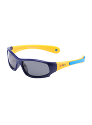 Atom Kids Polarized Full Rim Rectangle Sunglasses for Boys, Grey Lens, K108-2, 3-10 Years, Black/Yellow