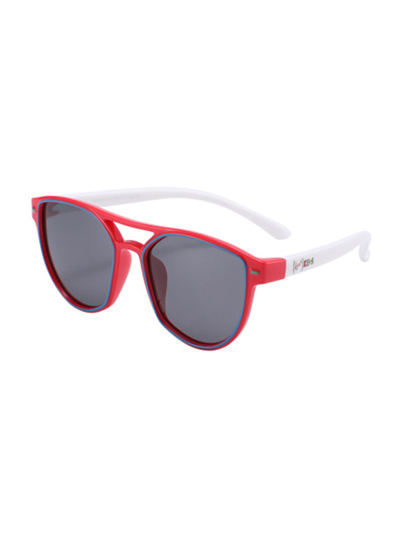 اتوم نظارة شمسية بحماية من أشعة الشمس كاملة الحواف للأولاد, عدسات لون رمادي, K111-7, من عمر 3 الى 10 سنوات, أحمر/أبيض
