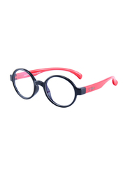 Atom Kids Full Rim Round Sunglasses for Kids, Clear Lens, AB201-2, 3-10 Years, Black/Red