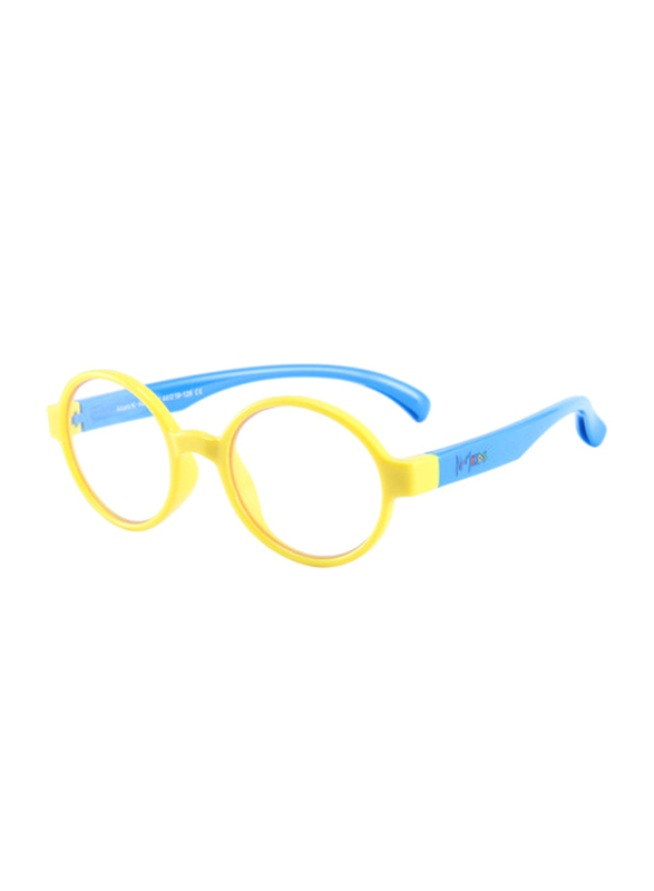 Atom Kids Full Rim Round Sunglasses for Kids, Clear Lens, AB201-1, 3-10 Years, Yellow/Blue