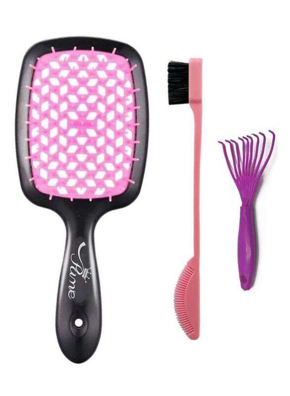 

Prime Professional Detangler Superbrush Scalp Massage Comb with 2-in-1 Edge Brush Edge Control & Hair Brush for Dry Hair, 3 Pieces