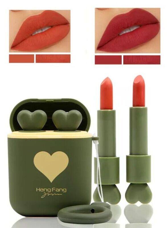 

Hengfang Earphone Dual colour Silky Velvet Matte Lipstick, 2 Pieces, 05/06 Multicolour