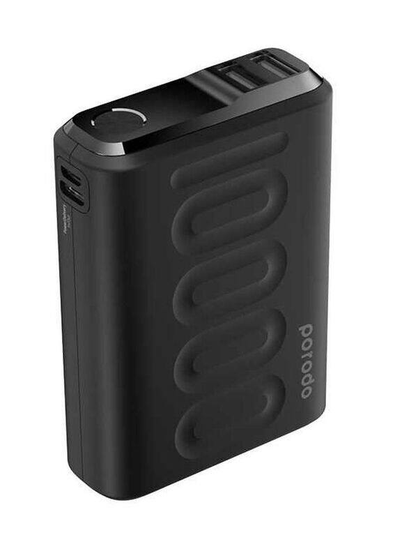 

Prime 10000mAh Wired Fast Charging Power Bank with USB Type-C Input, Black