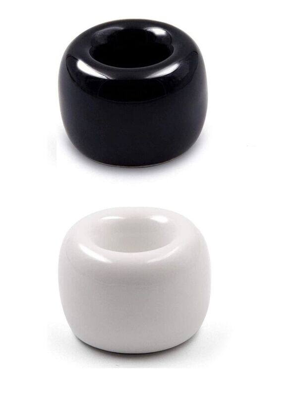 

Prime 2-Piece Ceramic Toothbrush Holders, Black/White