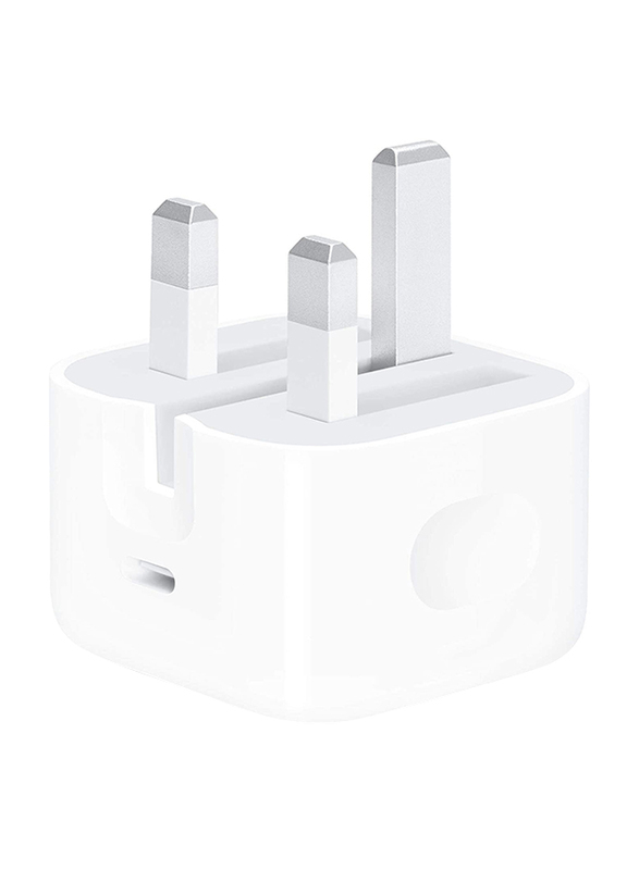Apple 20W Fast Charging UK Wall Charger, Plug Power Delivery and USB Type-C, White
