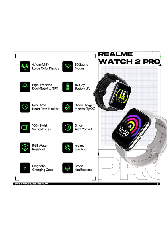 Realme Watch 2 Pro Smartwatch with 1.75-inch HD Super Bright Touchscreen, GPS Dual-Satellite, Neo Grey