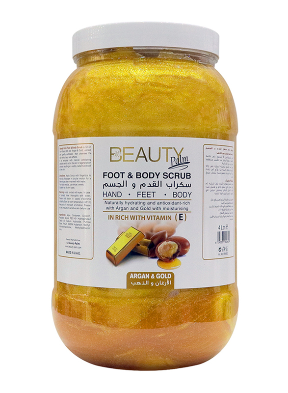 Beauty Palm Foot and Body Argan and Gold Scrub 1 Gallon, Body Skin Care Scrub With Gentle Cleanses and Exfoliates 