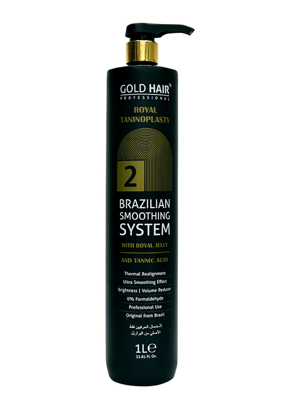Gold Hair Royal Taninoplasty Brazilian Smoothing System Step 2 for Damaged Hair, 1000ml