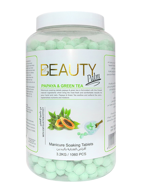 Beauty Palm Manicure Soaking Tablets Papaya and Green Tea 3.2KG  Made with Natural Ingredients, Relax Skin
