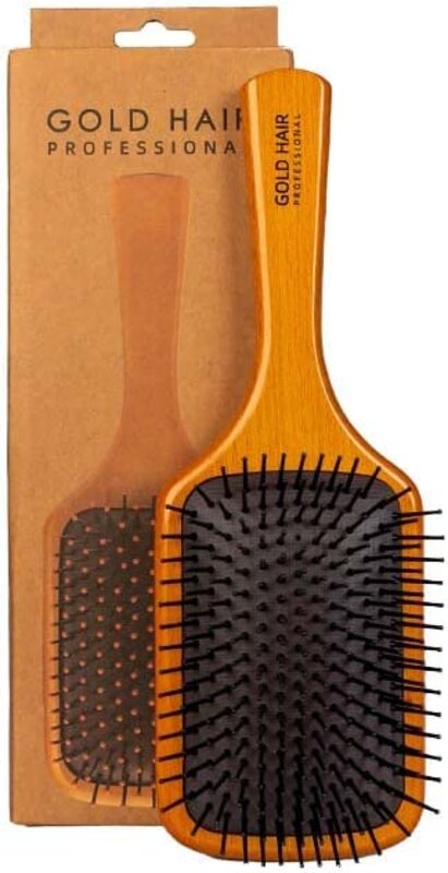 Gold Hair Professional Wooden Paddle Brush For All Hair Types, Medium 