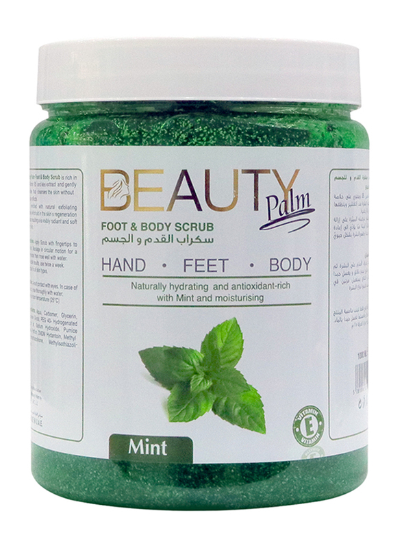 Beauty Palm Foot and Body Mint Scrub 1000ML, Body Skin Care Scrub With Gentle Cleanses and Exfoliates 
