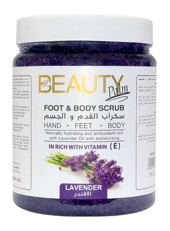 Beauty Palm Foot and Body Lavender Scrub 1000ML, Body Skin Care Scrub With Gentle Cleanses and Exfoliates 