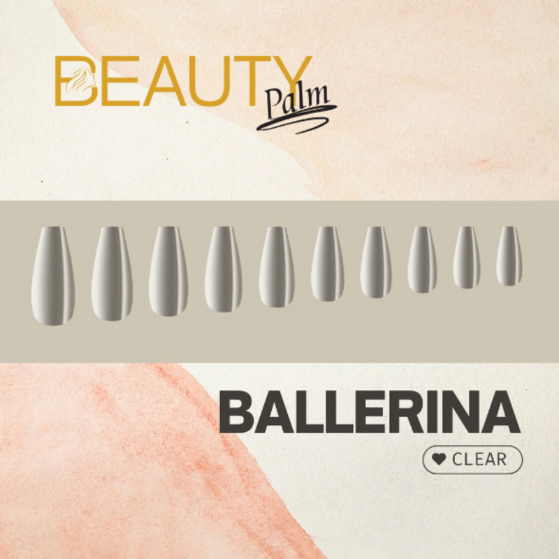Beauty Palm Nail Tips, 100 Pieces, Balerina Clear
