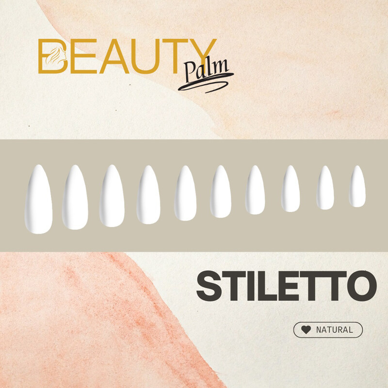 

Beauty Palm Nail Tips, 500 Pieces, Stiletto Natural