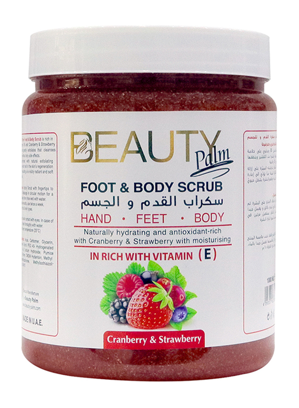 Beauty Palm Foot and Body Cranberry & Strawberries Scrub 1000ML, Body Skin Care Scrub With Gentle Cleanses and Exfoliates 