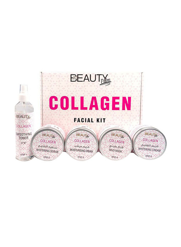 Beauty Palm 5 in 1 Collagen Facial Kit,Skincare Anti Aging Wrinkle Treatment Facial,Free Wooden Spatula & Facial Brush