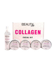 Beauty Palm 5 in 1 Collagen Facial Kit,Skincare Anti Aging Wrinkle Treatment Facial,Free Wooden Spatula & Facial Brush