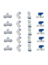 Lemoy OD Quick Connect Push in to Connect for RO Water Reverse Osmosis System Water Tube Fitting, 20 Pieces, White