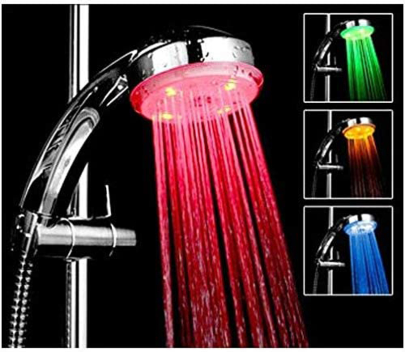 3 in Colors LED Shower Head, Silver