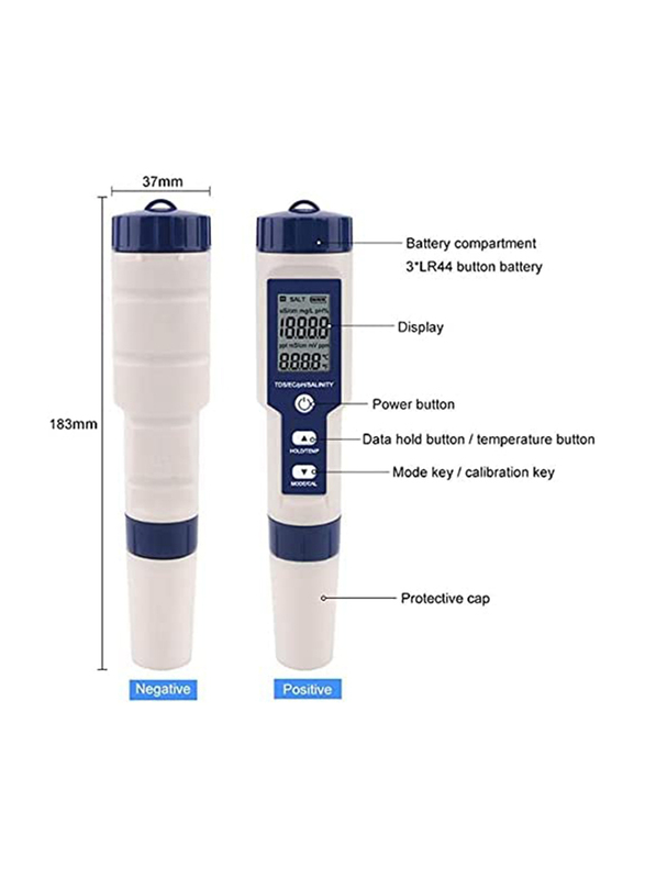 Ultra Tec Water Treatment LLC 5 in 1 Digital Water Tester, Blue