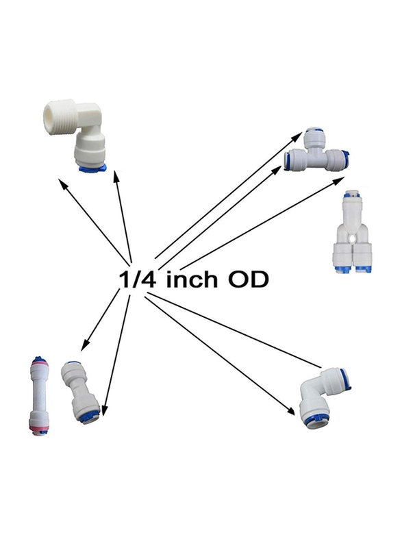 Lemoy OD Quick Connect Push in to Connect Water Tube Fitting for RO Water Filter, 30 Pieces, White