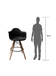 Mahmayi Ultimate Eames Style DAW Bar Stool Arm Chair, Black/Brown