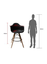 Mahmayi Ultimate Eames Style DAW Bar Stool Arm Chair Set, 2 Pieces, Black/Brown