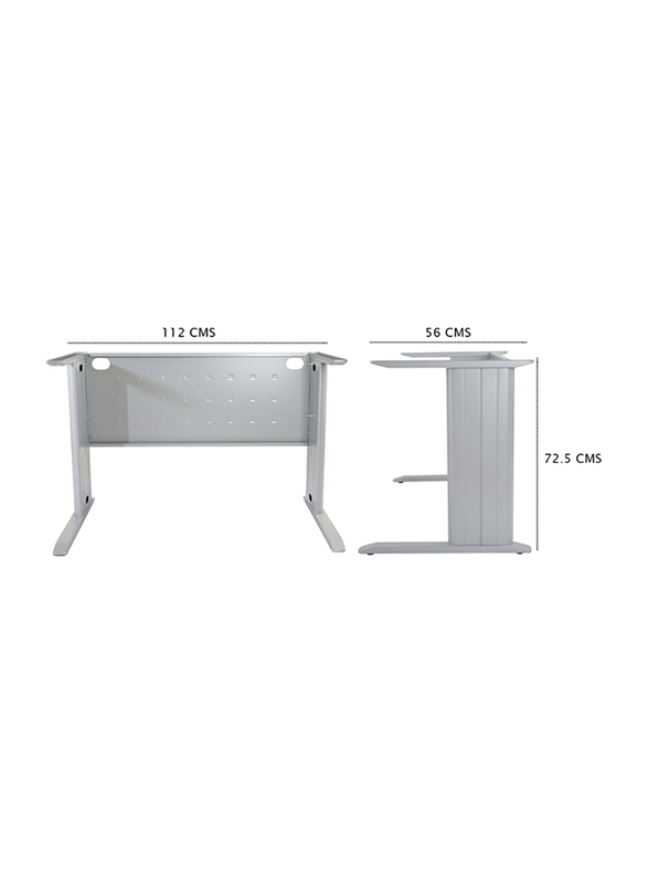 ماهاماي ستازيون 1010 اطار طاولة وأرجل من المعدن مع لوحة أمامية مربعة منقوشة ومثبت من الالمنيوم, أبيض
