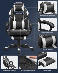 Mahmayi Songmics Black and White OBG73BW Advanced Gaming Chairs for Playstation, Office, Gaming Station, Home, Study Room