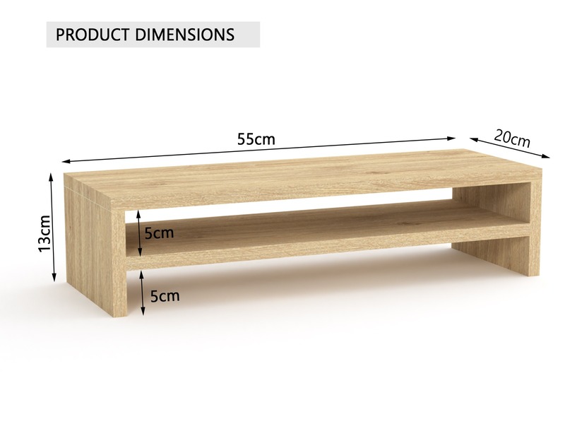 Mahmayi Natural Davos Oak Monitor Stand Riser for Laptop Computer/TV/PC/Printer, Multifunctional Systems (55x20x13cm)