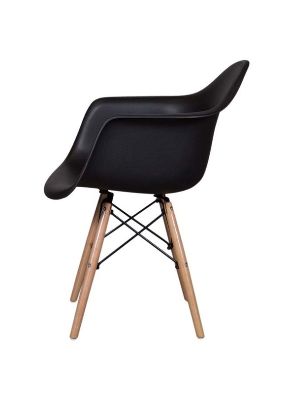 Mahmayi Eames Style Armchair with Natural Wood Legs, 2 Pieces, Black