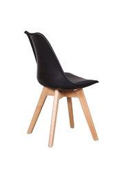 Mahmayi Molded Shell Plastic Dining Chair with Cushion, Black