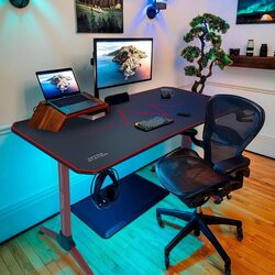 Mahmayi T-Shaped Computer Gaming Desk, Red