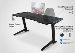 مكتب طاولة ألعاب حديث الارتفاع قابل للتعديل من Mahmayi أسود GET119X-L ، مع مصباح ليد RGB للمكتب ، واللاعبين ، والمنزل