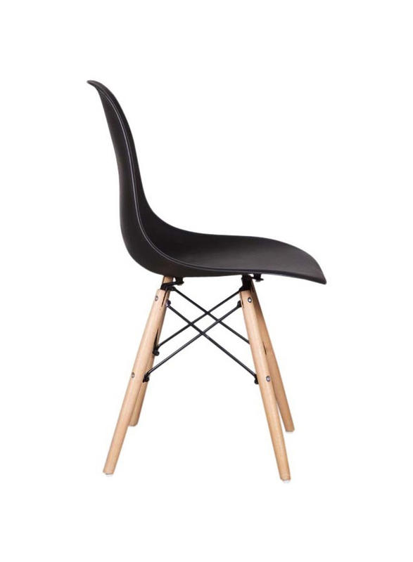 Mahmayi Dining Style Side Chair with Natural Wood Legs, 3 Pieces, Black