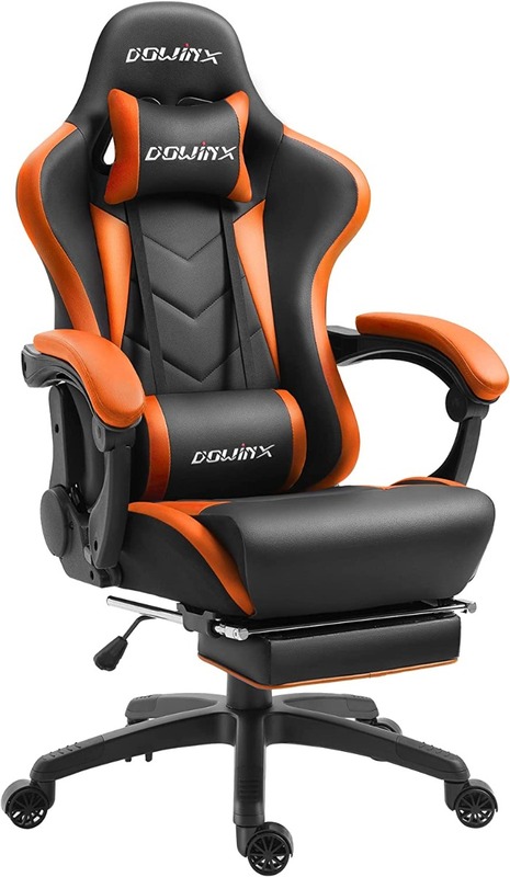 

Mahmayi Dowinx Gaming Chair Ergonomic Racing Style Recliner with Massage Lumbar Support, Office Armchair for Computer PU Leather E-Sports Gamer Chairs with Re