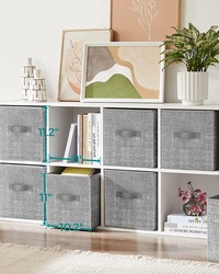 Mahmayi Grey ROB26LG 6-Piece Fabric Storage Box للمنزل ، وغرفة المعيشة ، وغرفة الرسم (26 × 26 × 28 سم)