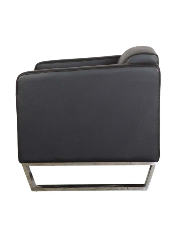 Mahmayi Casual Leather Sofa, Single Seater, Black