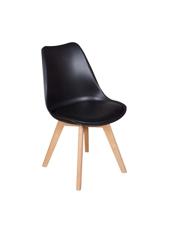 Mahmayi Molded Shell Plastic Dining Chair with Cushion, Black