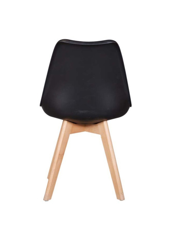 Mahmayi Molded Shell Plastic Dining Chair with Cushion, Black