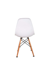 ماهاماي ايمز ستايل كرسي غرفة الطعام بأرجل من الخشب, 4 قطع, أبيض/بني