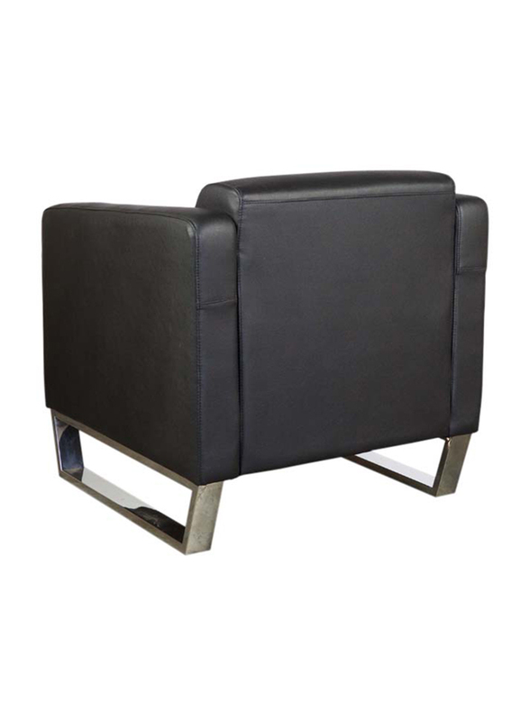 Mahmayi Casual Leather Sofa, Single Seater, Black