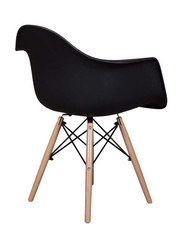 Mahmayi Eames Style Armchair with Natural Wood Legs, 2 Pieces, Black